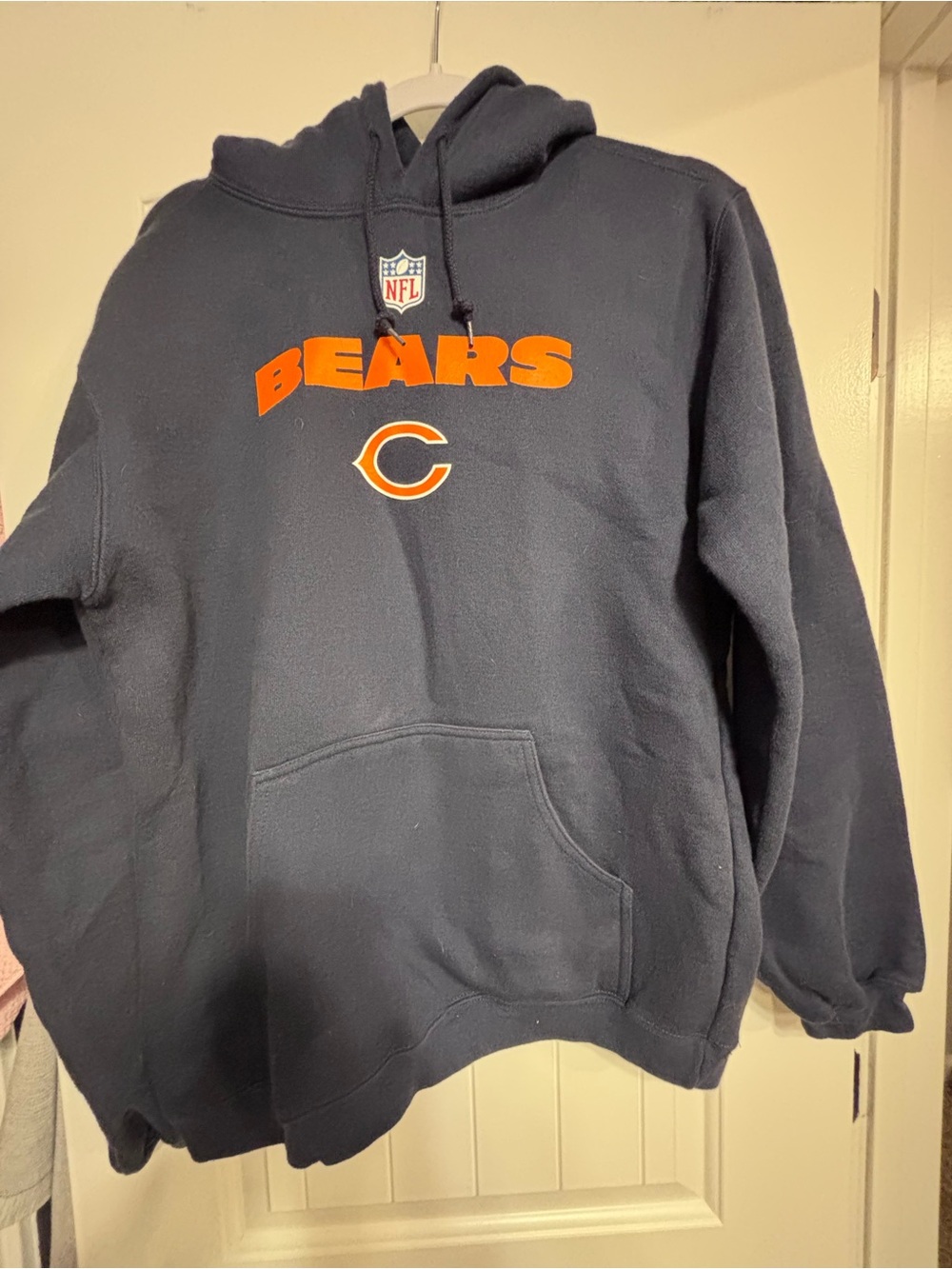 Reebok Navy Hoodie with Orange Chicago Bears Logo, M